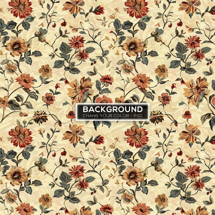 PSD seamless floral pattern in faded grand beauty style