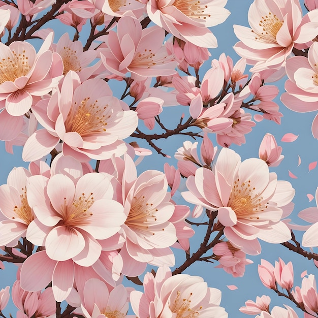 Seamless pattern of beautiful sakura flowers Repeatable image background