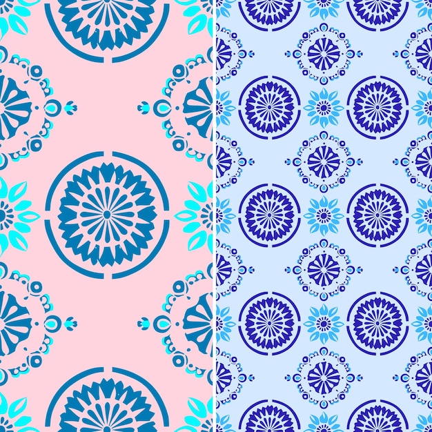 PSD a seamless pattern of blue and pink flowers