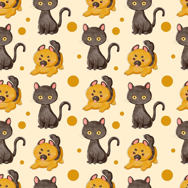 Бесшовный рисунок собак и кошек