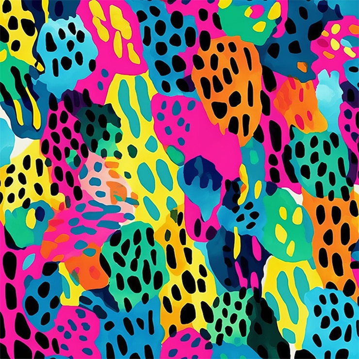 PSD a seamless pattern of exaggerated and colorful animal prints like leopard spots