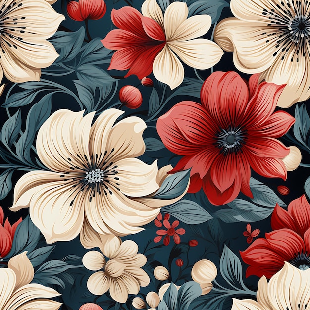 PSD seamless pattern floral beauty art illustration