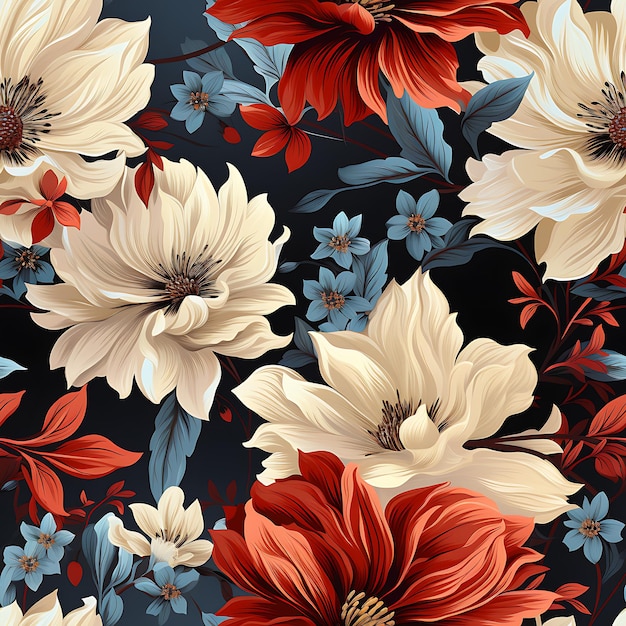 PSD seamless pattern floral beauty art illustration