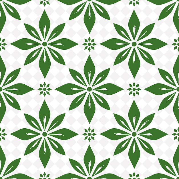 A seamless pattern of green leaves and flowers on a white background