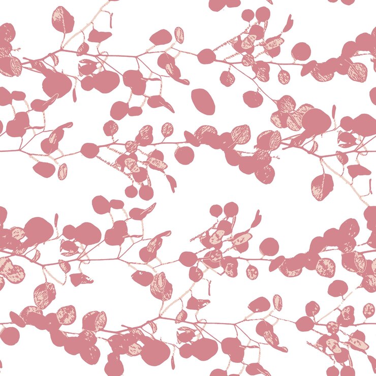 PSD seamless pattern line art polka dot flower leaf design