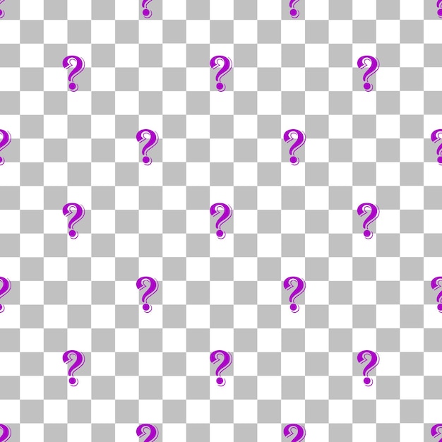 Seamless pattern of purple question mark on transparent backdrop