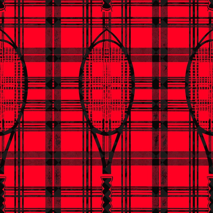 PSD seamless pattern of a red and black plaid fabric