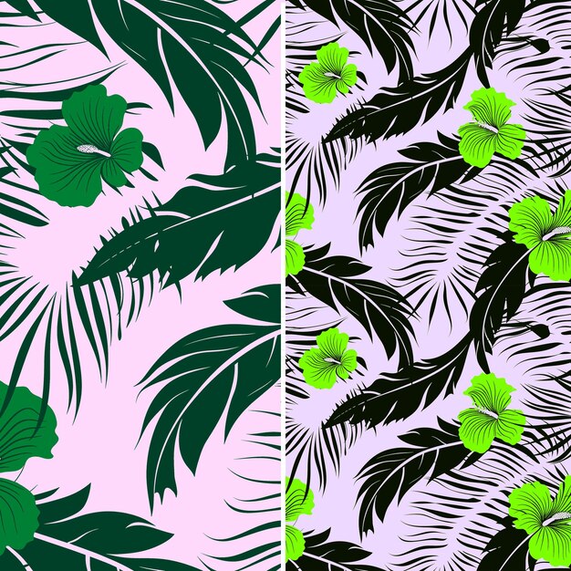 PSD seamless pattern resplendent quetzal feathers with hibiscus petal outlines an collage outline art