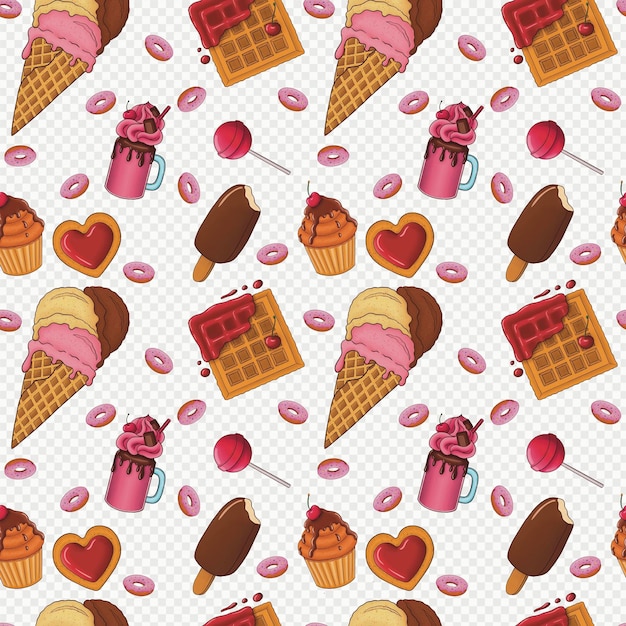 PSD seamless pattern with desserts