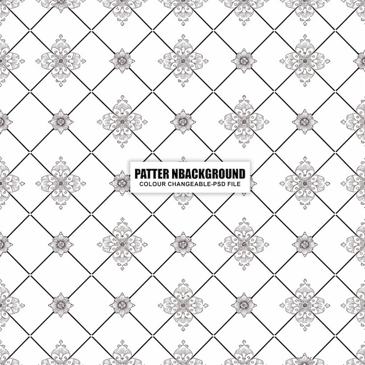 PSD seamless pattern with an elegant vintage ornamental floral geometric background