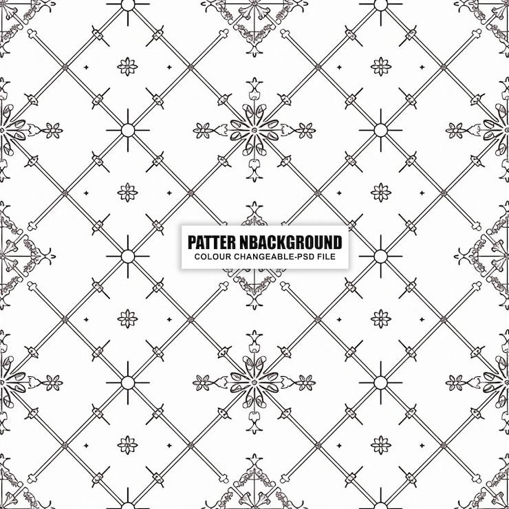 PSD seamless pattern with an elegant vintage ornamental floral geometric background