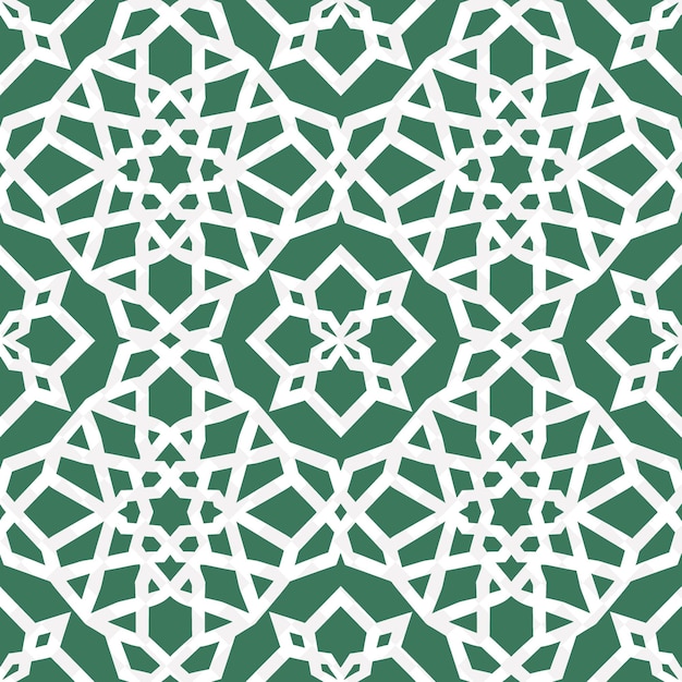 Seamless pattern with geometric shapes on a green background