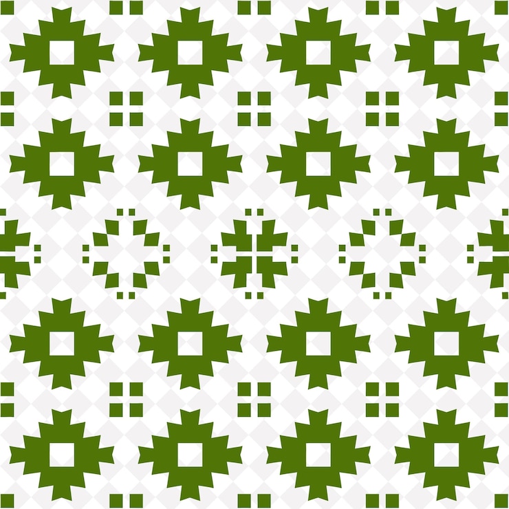 PSD seamless pattern with green and blue flowers on a white background