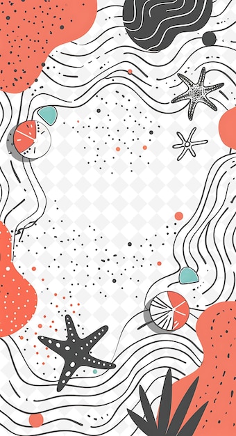 a seamless pattern with sea shells and oranges