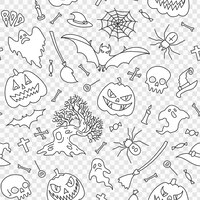 PSD Бесшовный фон фон psd иллюстрация контурные рисунки элементы вечеринки на хэллоуин мультяшном стиле