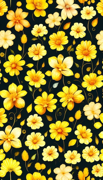 シームレスな気まぐれな水彩花のパターン