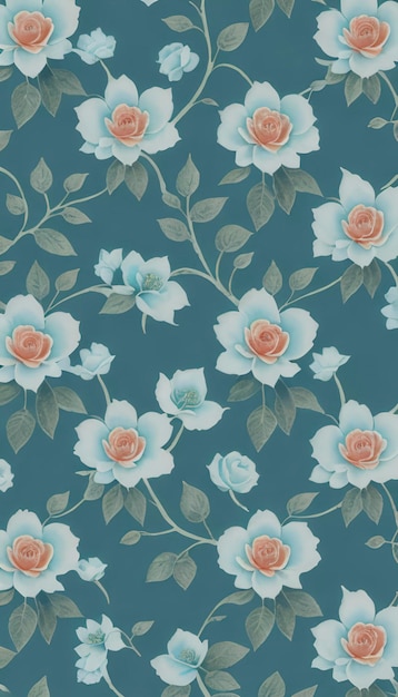 PSD seamless whimsical watercolor floral pattern