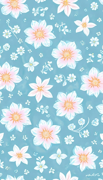 PSD seamless whimsical watercolor floral pattern