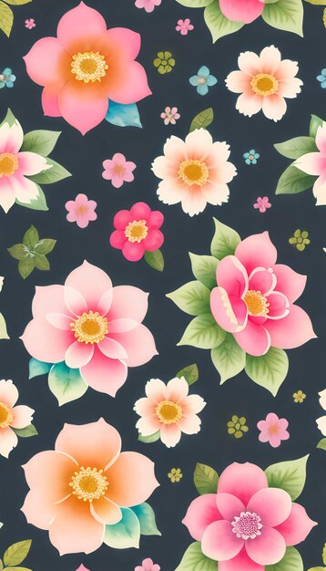 Seamless whimsical watercolor floral pattern