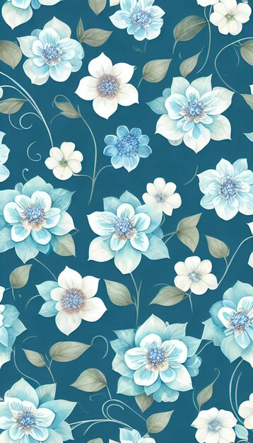 PSD seamless whimsical watercolor floral pattern