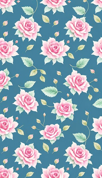 PSD seamless whimsical watercolor floral pattern