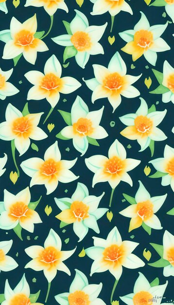 PSD seamless whimsical watercolor floral pattern