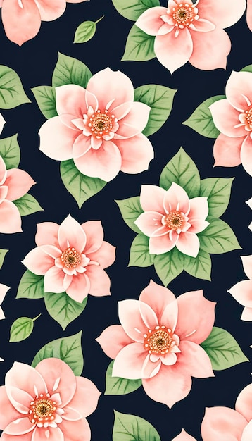 Seamless whimsical watercolor floral pattern