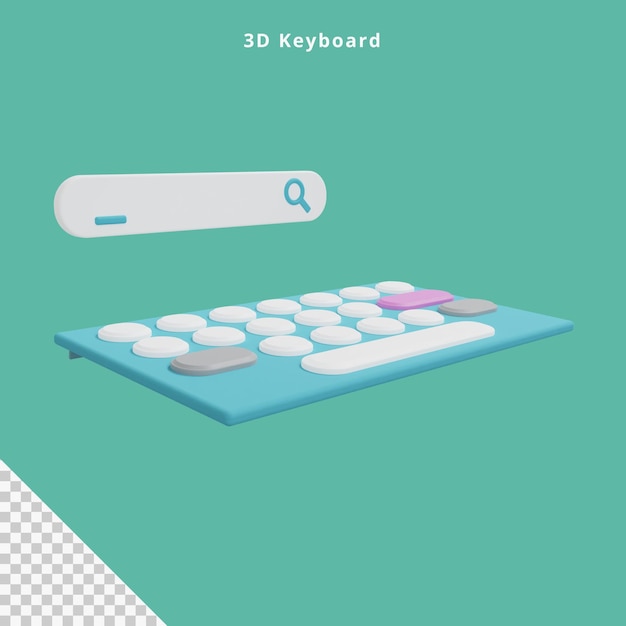 検索とキーボードの3dイラスト