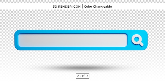 PSD search bar 3d render color changeable icon