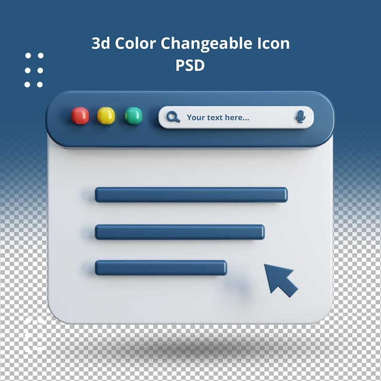 PSD search bar 3d render template