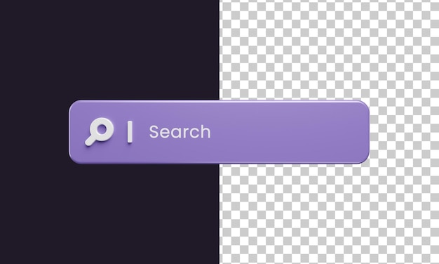 Modello minimalista della barra di ricerca nel rendering 3d