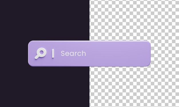 Modello minimalista della barra di ricerca nel rendering 3d