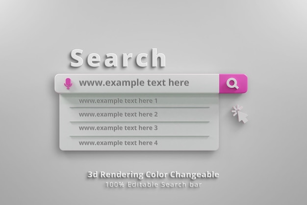 Search bar template 3d illustration 3d search bar website interface navigation from