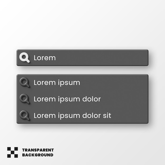 PSD search bar template design 3d