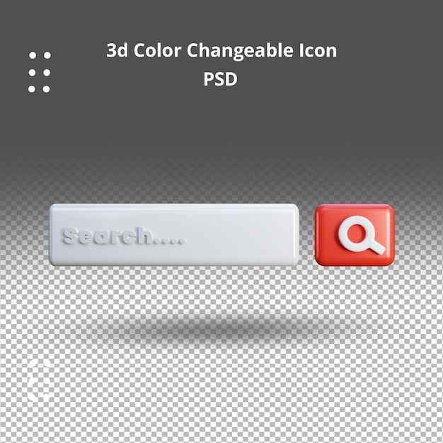 PSD icona dell'interfaccia utente della barra di ricerca rendering 3d