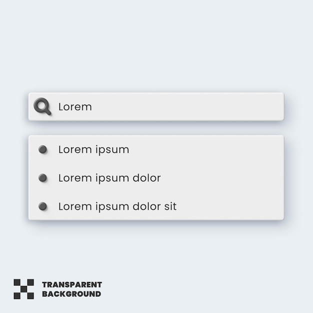 PSD search bar ui template 3d