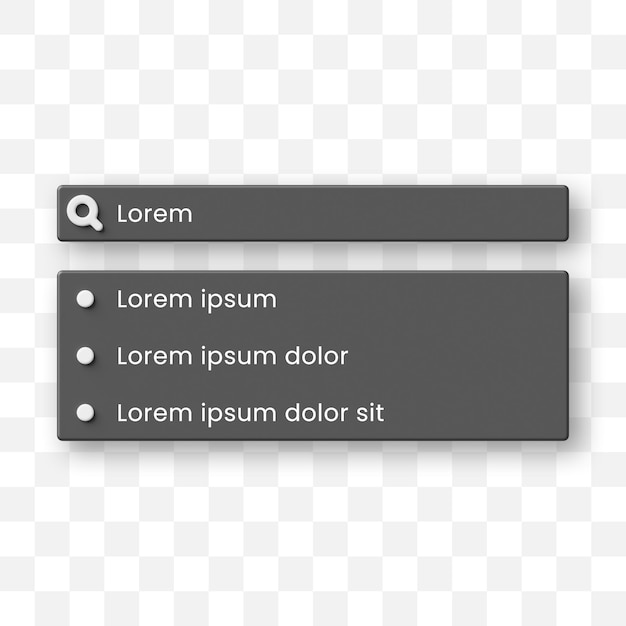 Search bar ui template design 3d