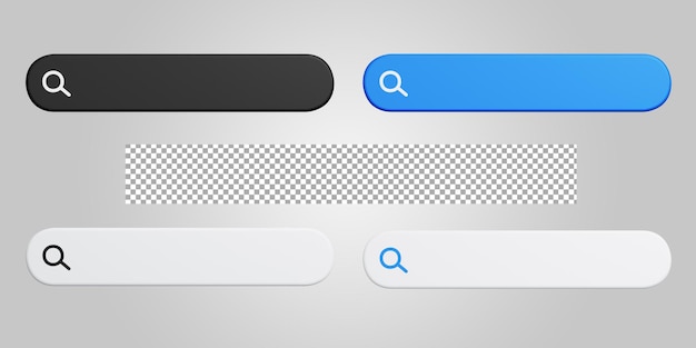 PSD Кнопка интернет-браузера веб-страницы панели поиска. 3d визуализация