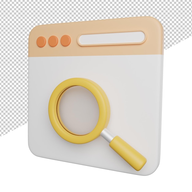 Search browser engine side view 3d rendering icon illustration on transparent background