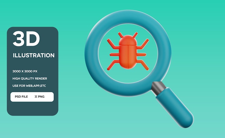 PSD search bug 3d illustration