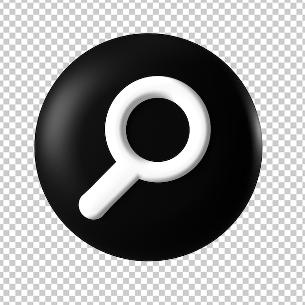 PSD search button with a magnifying glass 3d render