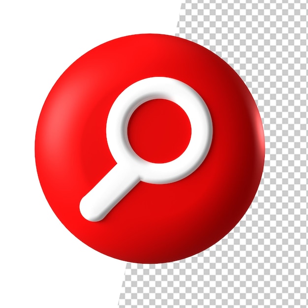 Search engine magnifying glass icon 3d internet red button