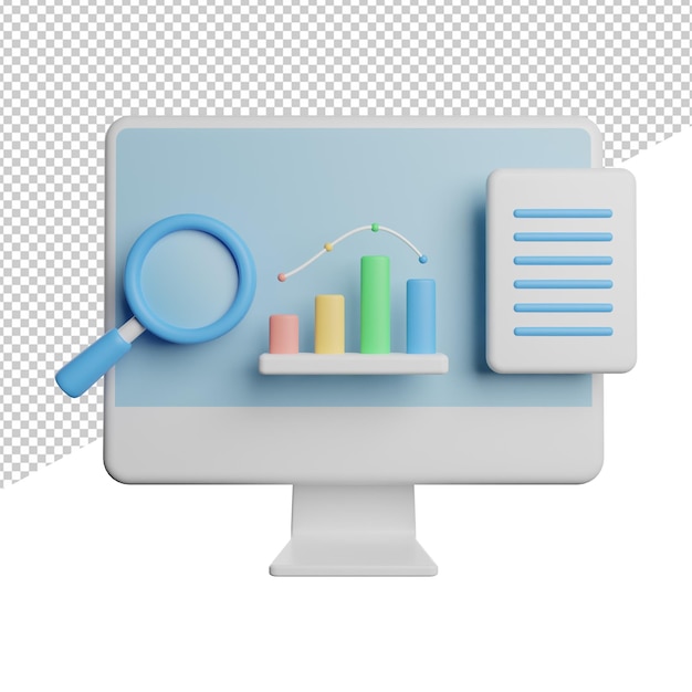 Search Engine Optimation Analitycfront view icon 3d rendering illustration on transparent background