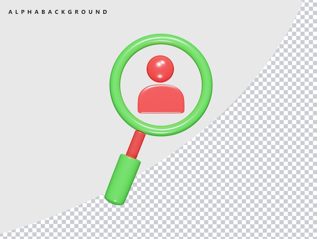 PSD search icon 3d render illustration