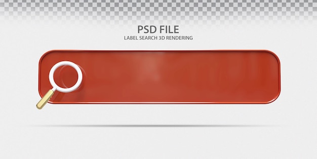 PSD etichetta di ricerca 3d rosso