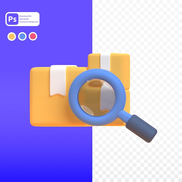PSD search package in 3d render for graphic asset web presentation or other