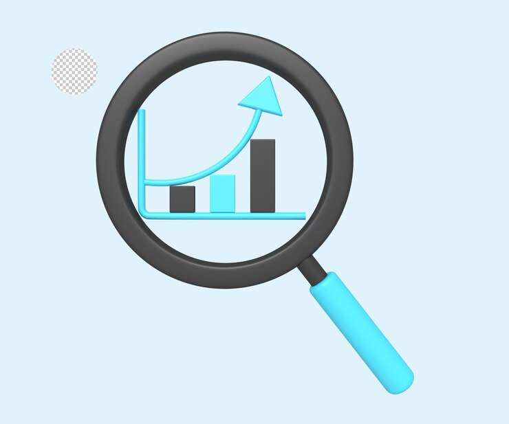 PSD searching data statistics with magnifying glass
