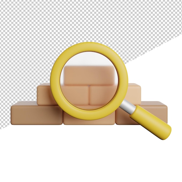 Searching For Materials A yellow magnifying glass is placed on a pile of couches