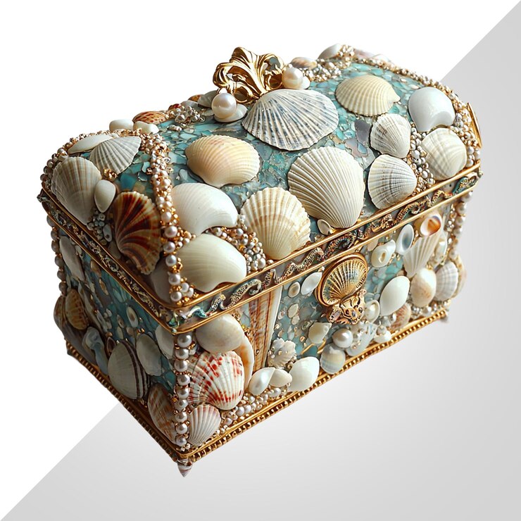 PSD seashell treasure chest jewelry box