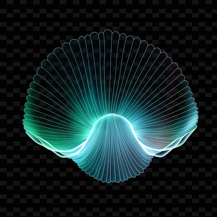 PSD seashore turquoise blue undulating neon lines seashells undu shape y2k neon light art collections